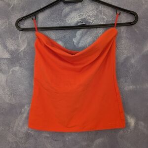 Aritzia Bright Orange Cowl Neck Crop Camisole